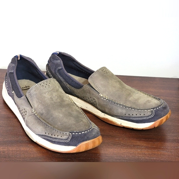Clarks Other - 😎Host Pick👊 CLARKS Men's Allston Free Slip-On Gray Loafer Leather Size 13